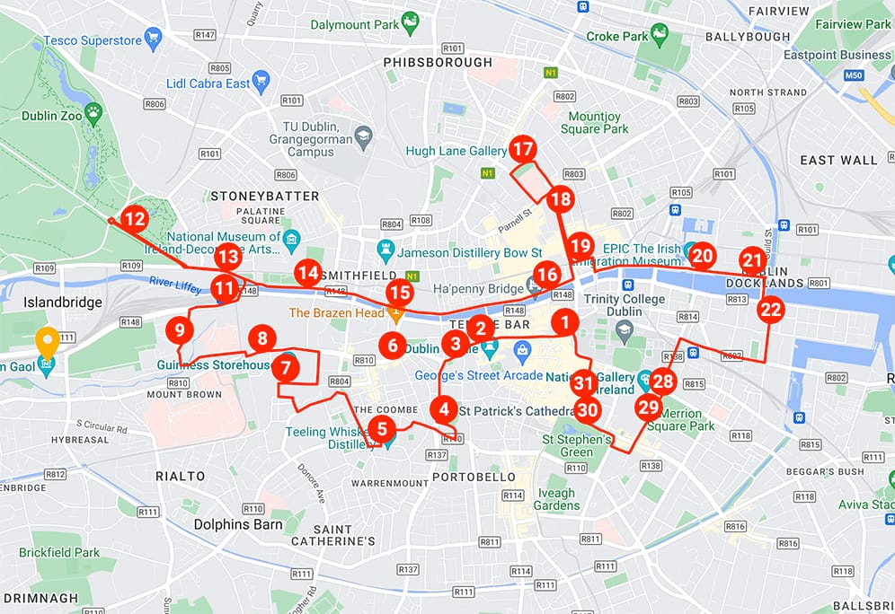 City Sightseeing Dublin Hop-On Hop-Off Bus Tour Mapa