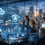 Enterprise IT professionals collaborating in a modern digital operations center representing DXC Technology services