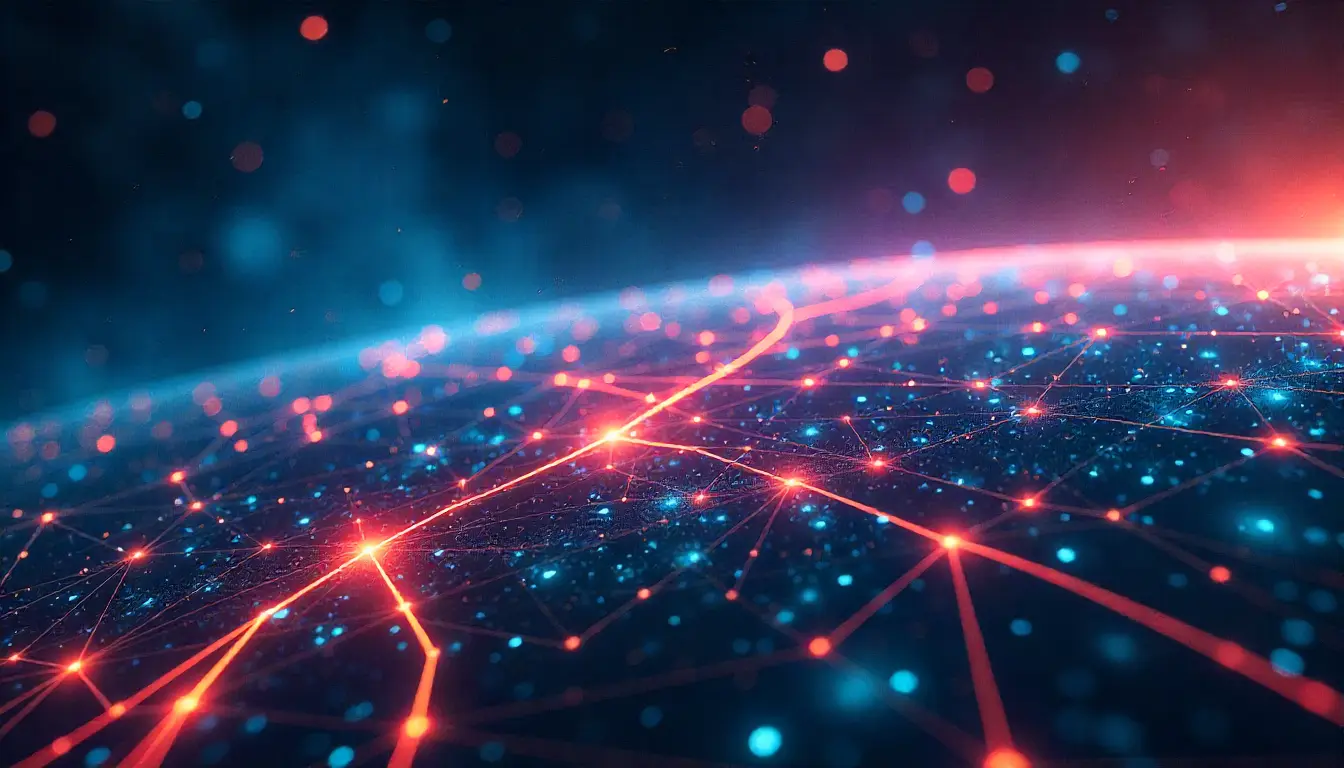 Raytheon technology concept showing advanced radar systems, aerospace aircraft, satellites, and integrated defense networks